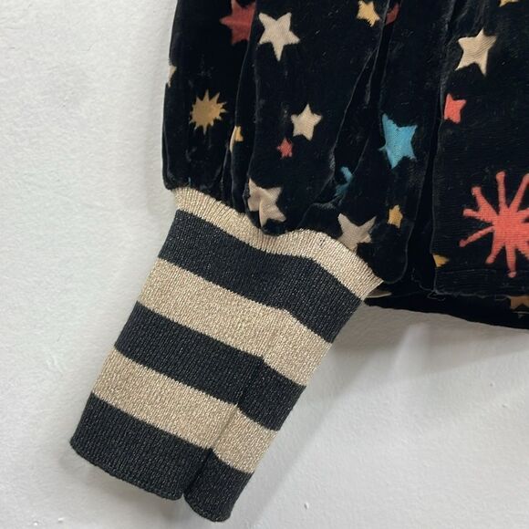 Nooki London Josie Printed Velvet Blouse Stars Print Long Sleeve pullover Large - Picture 6 of 16